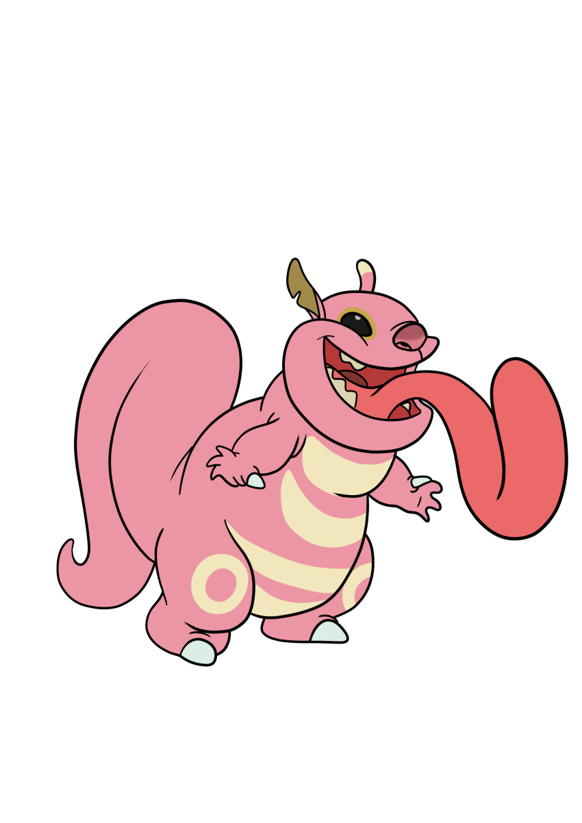 1_toe 2018 4_fingers absurd_res alien ambiguous_gender black_eyes digital_media_(artwork) disney experiment_(lilo_and_stitch) fingers flat_colors hi_res hybrid leg_markings lickitung lilo_and_stitch long_tongue markings nintendo notched_ear open_mouth open_smile pink_body pink_nose pok&eacute;mon pok&eacute;mon_(species) retro_(lilo_and_stitch) simple_background smile solo tombola1993 tongue tongue_out video_games white_background