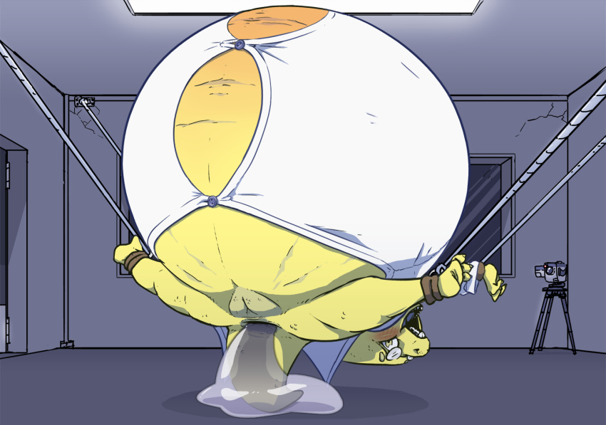 alphys ambiguous_gender anal anal_vore anthro anus belly big_belly blush buckteeth camera clothing coat darkened_genitalia duo eyewear female female/ambiguous genitals glasses goo_creature goo_inflation hyper hyper_belly hyper_inflation imminent_death inside lab_coat living_insertion looking_back open_mouth open_smile pussy reptile restrained scales scalie smile spiderbox straining_buttons stretch_marks suspended_in_midair teeth thick_tail topwear translucent translucent_body undertale video_games vore yellow_body yellow_eyes yellow_scales