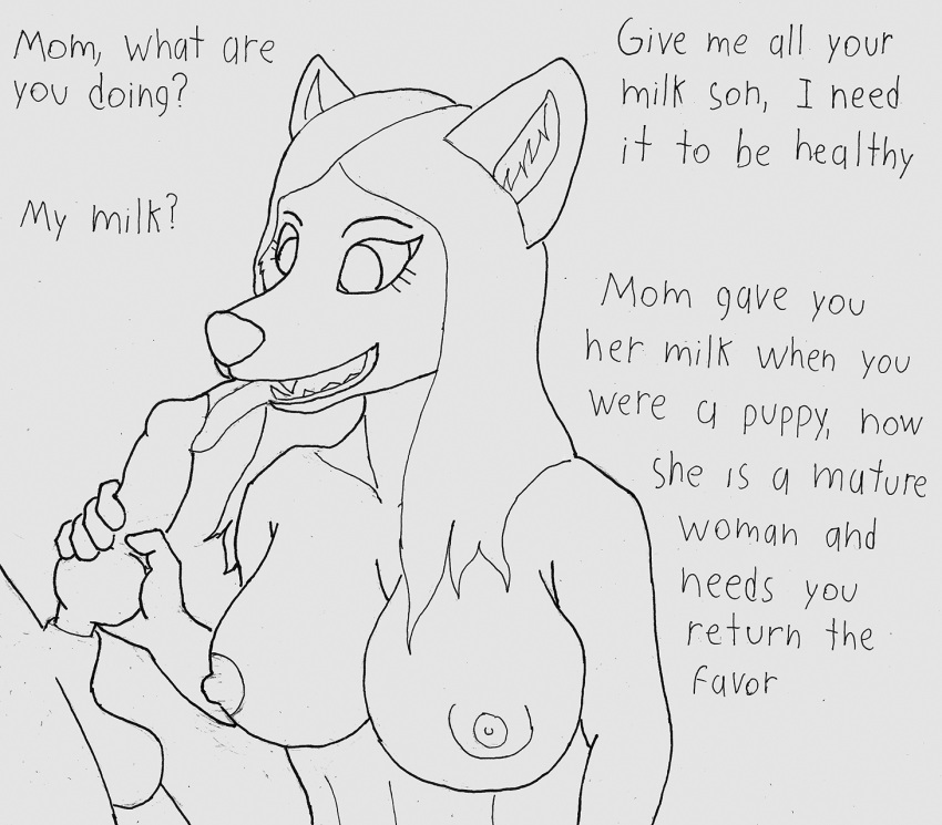 age_difference animal_genitalia animal_penis anthro big_breasts breasts canid canine canine_penis canis female genitals hi_res incest licking male male/female mammal masturbation mature_female mberzuz mother mother_and_child mother_and_son parent parent_and_child penis son tongue tongue_out wolf young younger_male