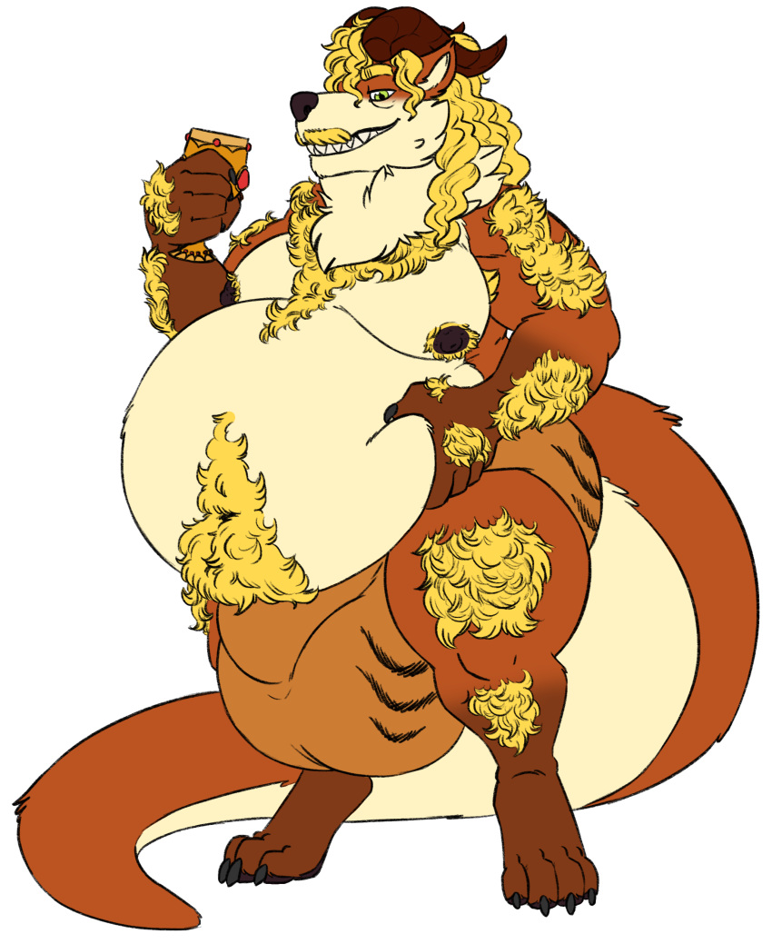 absurd_res clothing gnoll hairy hi_res humanoid hyaenid male mammal mature_male min overweight tiefling underwear