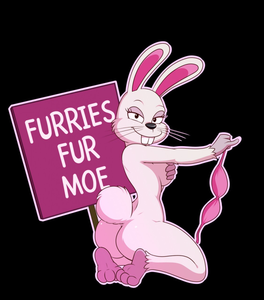 2020 anthro black_background bra breasts buckteeth butt clothing covering covering_breasts female hand_on_breast hi_res lagomorph leporid lonbluewolf looking_at_viewer mammal narrowed_eyes rabbit simple_background solo teeth the_simpsons underwear