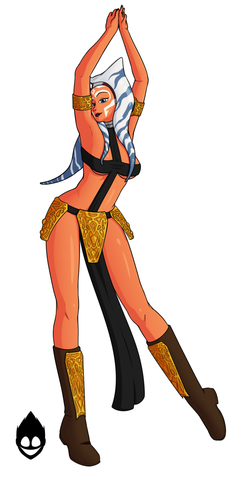 ahsoka_tano alien alien_humanoid alpha_channel clothed clothing dancing female fenix31_(artist) hi_res humanoid looking_at_viewer orange_body orange_skin simple_background solo star_wars togruta transparent_background