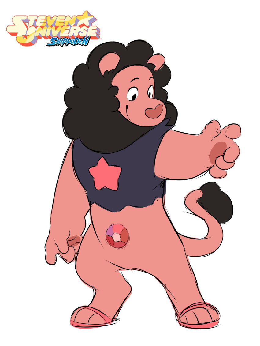 anthro bottomless cartoon_network clothed clothing felid hi_res komoroshi_(artist) lion male mammal pantherine solo steven_universe stion