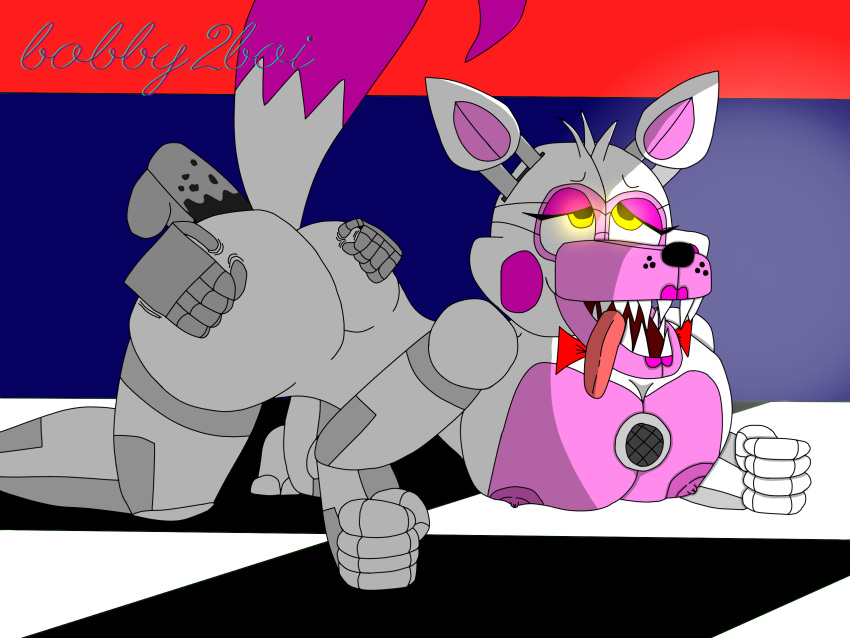 4:3 all_fours animatronic big_breasts big_butt bobby2boi bodily_fluids breasts butt butt_grab canid canine cum doggystyle duo female five_nights_at_freddy's fox from_behind_position funtime_foxy_(fnaf) funtime_foxy_(fnafsl) genital_fluids hand_on_butt hi_res looking_pleasured machine male male/female mammal robot sex sister_location thick_thighs video_games