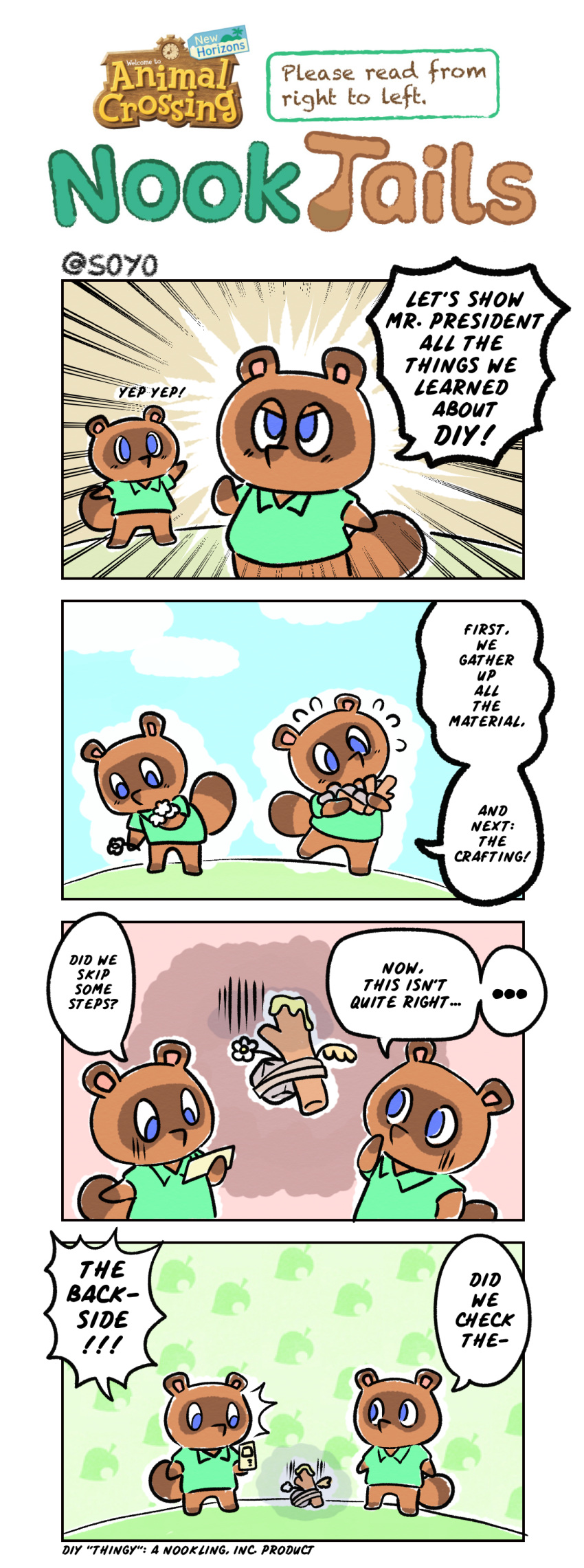 ... 2020 absurd_res animal_crossing anthro blue_eyes brown_body brown_fur canid canine clothing comic duo english_text fur hi_res mammal nintendo raccoon_dog shirt soyothenerd tanuki text timmy_nook tommy_nook topwear video_games