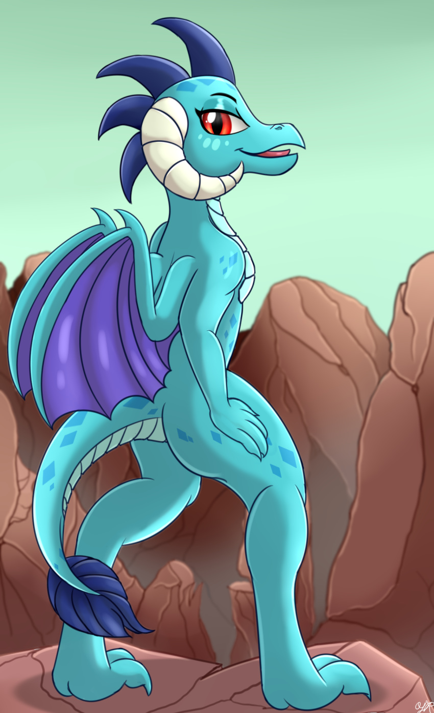 butt dragon female friendship_is_magic hi_res mountain my_little_pony orangejuicerus princess_ember_(mlp) solo