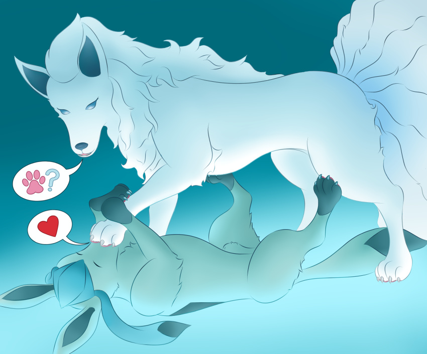 alolan_ninetales anatomically_correct animal_genitalia canid canine duo eeveelution female feral genitals glaceon hi_res male male/female mammal nintendo paws pok&eacute;mon pok&eacute;mon_(species) regional_form_(pok&eacute;mon) saja1222 sheath video_games