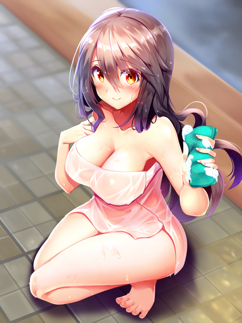 haruna_(kancolle) kantai_collection see_through towel tsukui_kachou wet