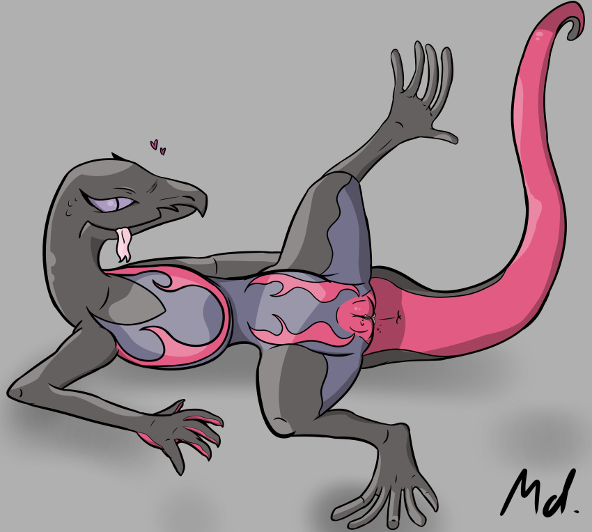 absurd_res anthro female genitals hi_res nintendo pok&eacute;mon pok&eacute;mon_(species) presenting presenting_pussy pussy salazzle solo video_games youmadsin