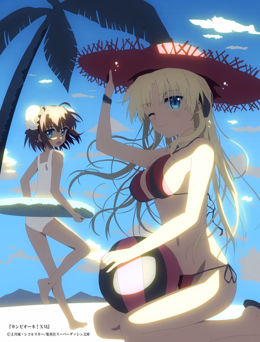 beach bikini blonde_hair campione! erica_blandelli highres kusanagi_shizuka swimsuit