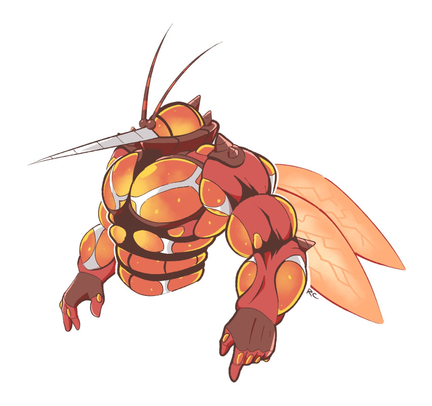 artsy-rc buzzwole commentary english_commentary from_side gen_7_pokemon highres no_humans pokemon pokemon_(creature) profile signature simple_background ultra_beast upper_body white_background