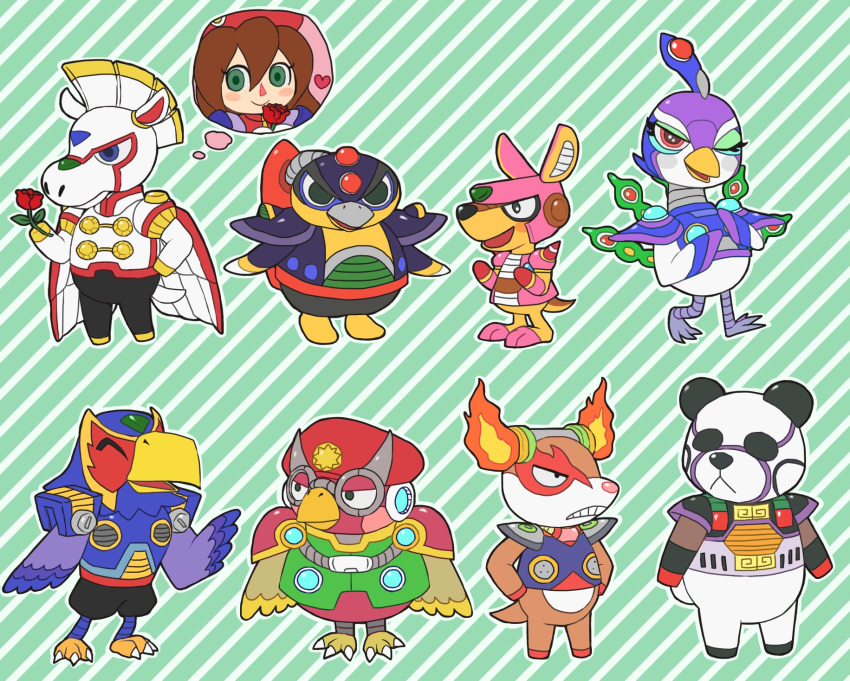 &lt;3 accipitrid accipitriform animal_crossing annoyed anthro avian bamboo_pandamonium bared_teeth bird blue_eyes capcom cervid chill_penguin cyber_peacock eagle equid equine eyelashes eyes_closed eyewear feather_hands feathers female fire flame_stag flower galliform giant_panda glasses green_eyes group hi_res horn human humanoid iris_(mega_man_x) kangaroo machine macropod male mammal marsupial mega_man_(series) megaman_x nintendo nuwa_a_a_a one_eye_closed open_mouth owl parody pattern_background peafowl penguin phasianid plant pterippus red_eyes reploid robot rose_(flower) simple_background smile spiral_pegasus storm_eagle storm_owl striped_background thought_bubble ursid vanishing_gungaroo video_games wings wink