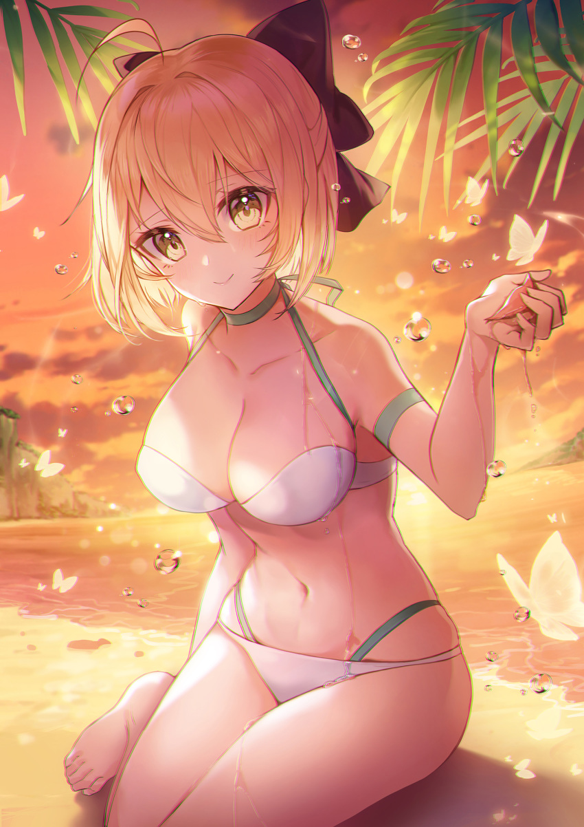 apple-caramel bikini fate/grand_order sakura_saber swimsuits wet