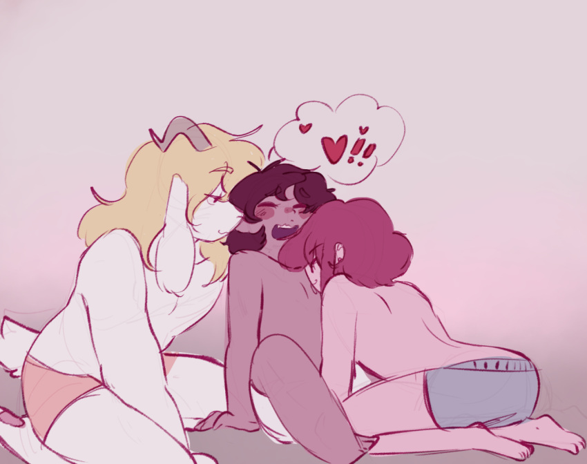 &lt;3 2020 anthro asriel_dreemurr blonde_hair blush boss_monster bovid butt caprine channydraws chara_(undertale) chest_lick clothed clothing digital_media_(artwork) ear_piercing ear_ring eyes_closed fur goat group hair horn human human_on_anthro interspecies licking long_ears long_hair looking_pleasured male male/male mammal open_mouth partially_clothed pawpads piercing protagonist_(undertale) simple_background smile surprise tongue tongue_out undertale underwear video_games