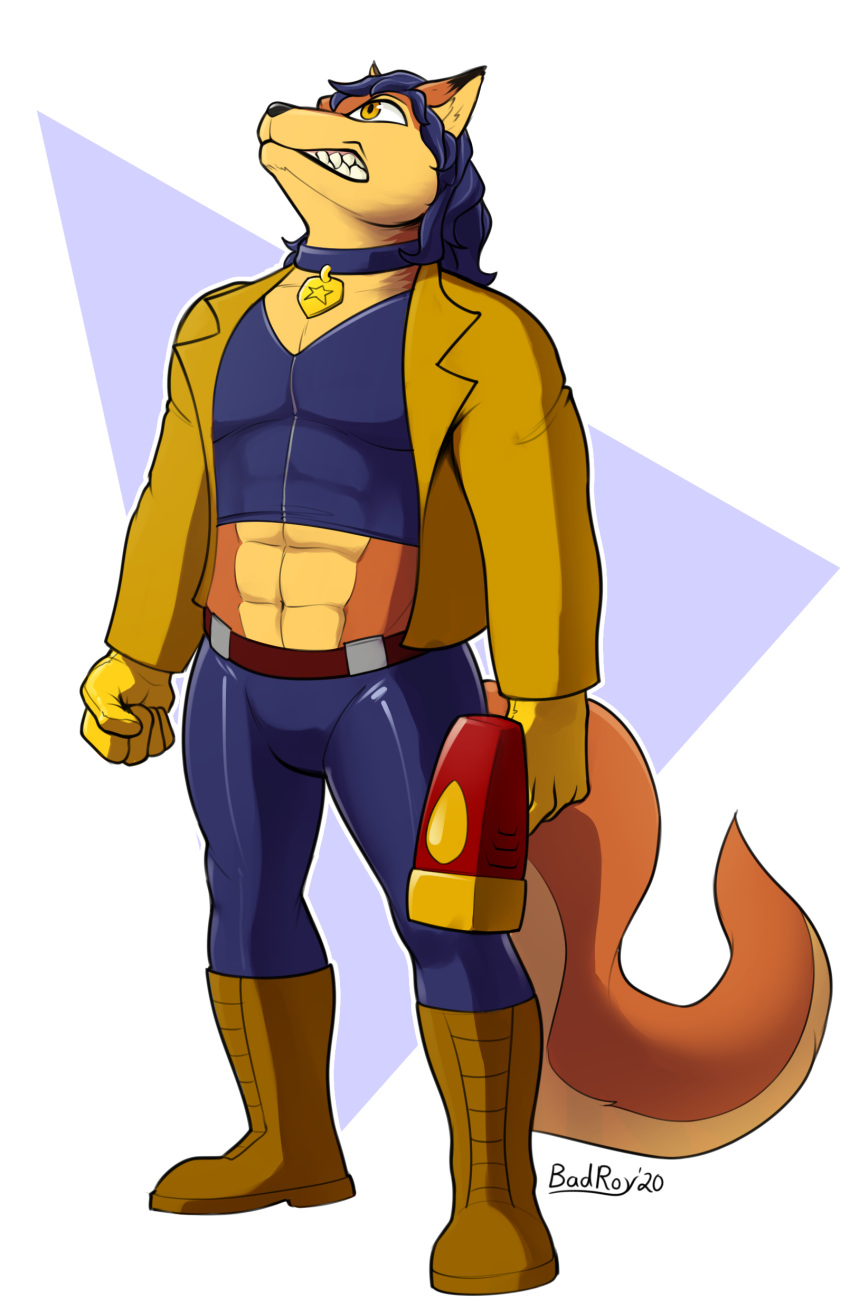 absurd_res anthro badroy canid canine carmelita_fox clothed clothing collar crossgender fox hi_res male mammal midriff sly_cooper_(series) solo sony_corporation sony_interactive_entertainment sucker_punch_productions tight_clothing video_games