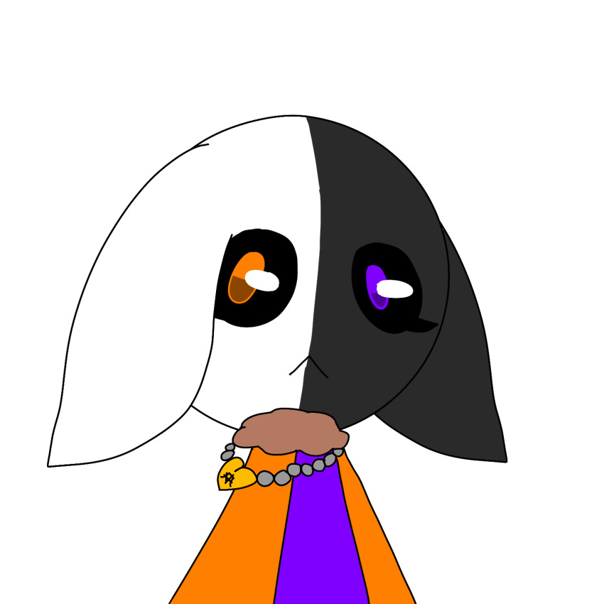 1:1 alpha_channel anthro black_body black_fur black_sclera bust_portrait clothed clothing domestic_rabbit dress female fully_clothed fur harlequin_rabbit heterochromia hi_res jewelry lagomorph leporid locket long_ears looking_at_viewer mammal marigoldmarx multicolored_body multicolored_clothing multicolored_fur necklace orange_eyes oryctolagus portrait purple_eyes rabbit simple_background solo transparent_background two_tone_body two_tone_clothing two_tone_fur white_body white_fur