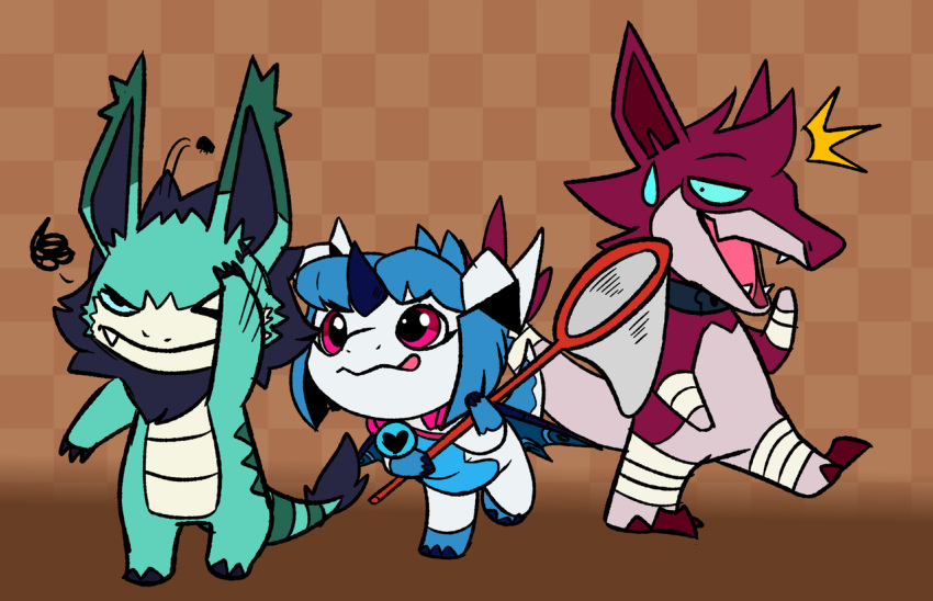 arthropod blitzdrachin blue_hair chibi conditional_dnp daenanguis dragon flea fur hair insect lamneus mane raimortis red_body red_fur scratching sifyro zephyr zephyr_the_praimortis