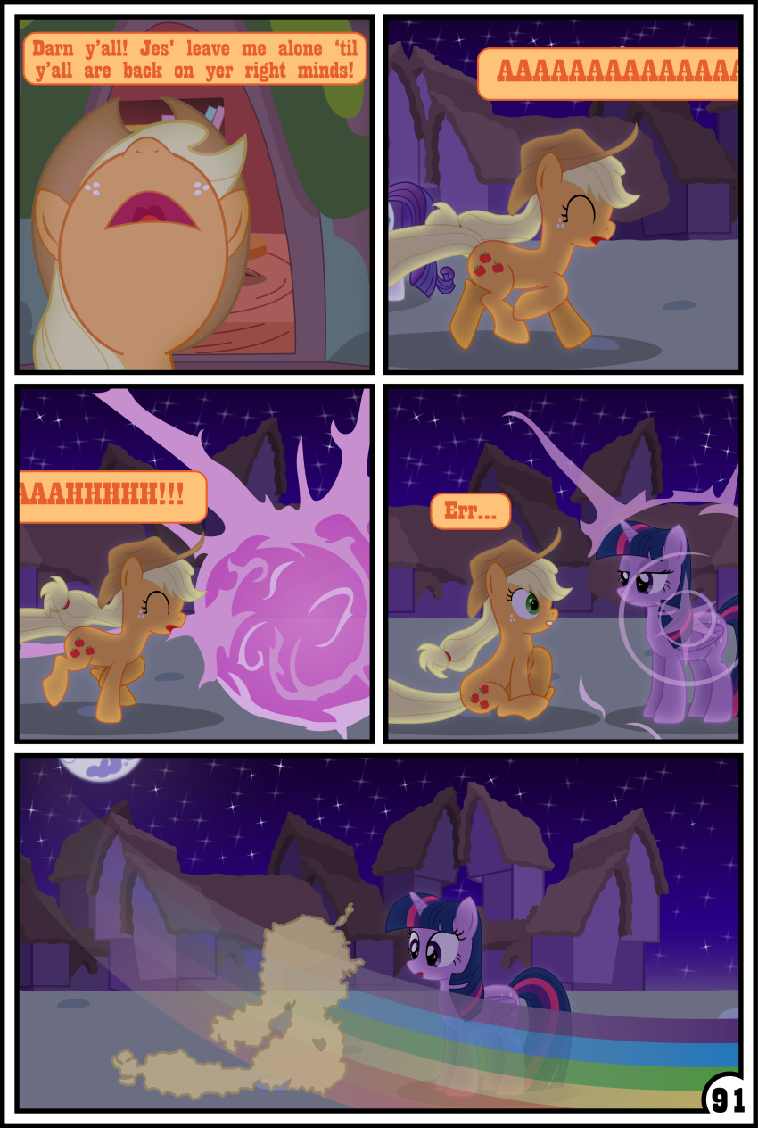 absurd_res applejack_(mlp) building comic dialogue english_text equid female feral freckles friendship_is_magic gutovi-kun hi_res house mammal moon my_little_pony night outside rainbow star text twilight_sparkle_(mlp)