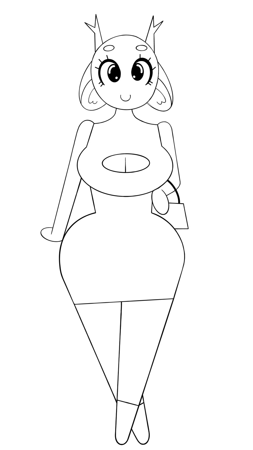 9:16 absurd_res anthro big_butt bimbo_deer butt cervid curvy_figure cute_eyes cute_face digital_media_(artwork) female hi_res mammal monochrome psychoticwalrus smile solo thick_thighs toony wide_hips