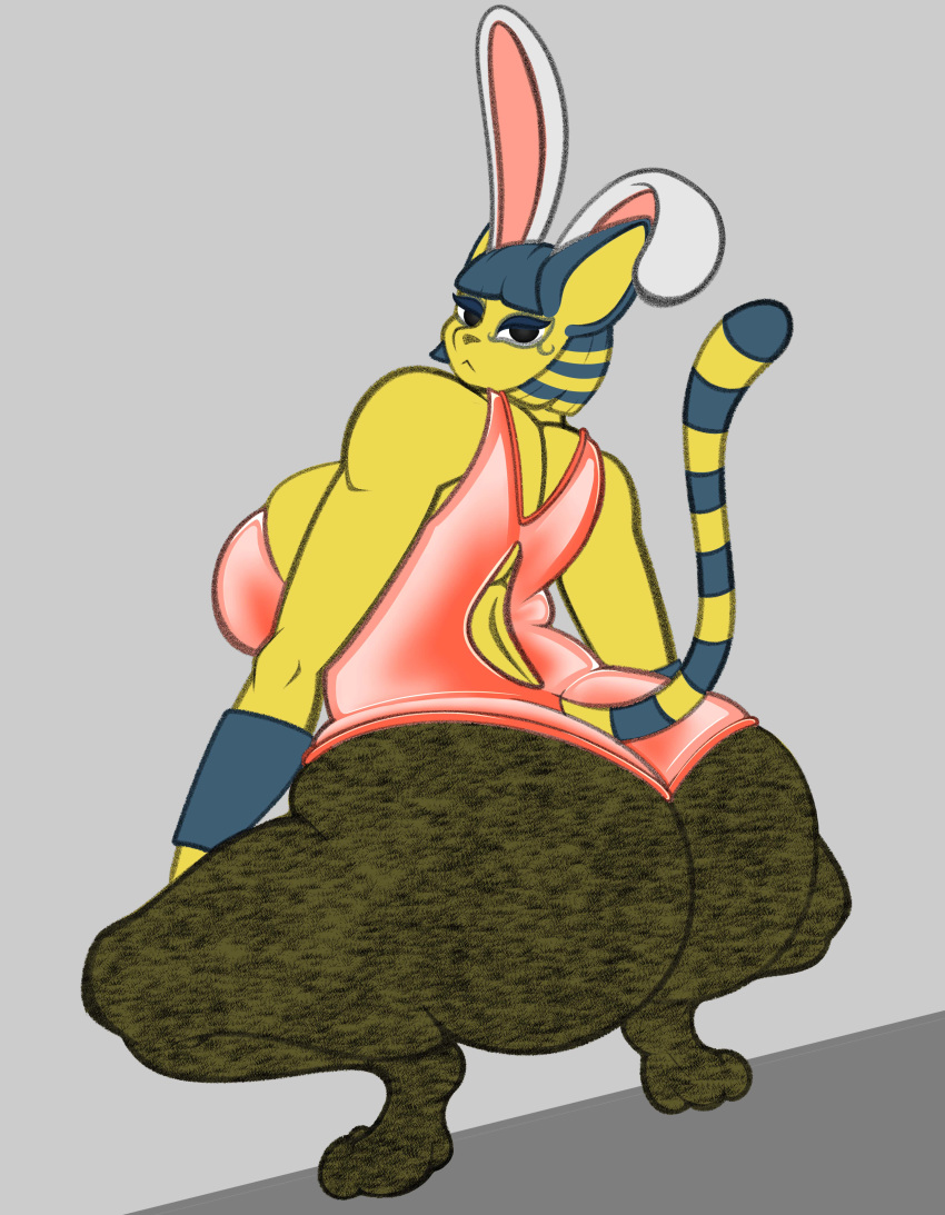 absurd_res aerotransor anch animal_crossing ankha_(animal_crossing) anthro arttransor big_butt butt easter female hi_res holidays huge_butt looking_back nintendo pinup pose solo video_games