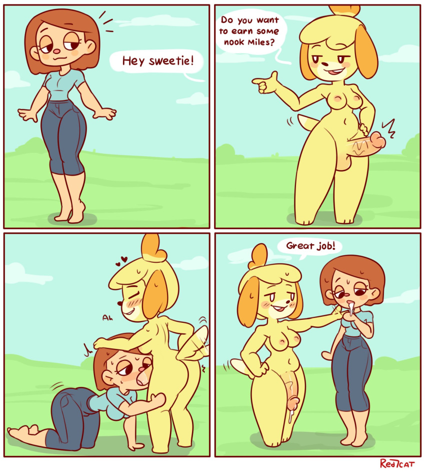 &lt;3 animal_crossing anthro anthro_penetrating anthro_penetrating_human balls barefoot blush breasts canid canine canis clothed clothed/nude clothing crossgender domestic_dog duo english_text featureless_feet featureless_hands fellatio female female_on_anthro female_penetrated ftg_crossgender fti_crossgender fully_clothed genitals gynomorph gynomorph/female gynomorph_penetrating gynomorph_penetrating_female hi_res human human_on_anthro human_penetrated intersex intersex/female intersex_penetrating intersex_penetrating_female interspecies isabelle_(animal_crossing) mammal nintendo nipples nude oral penetration penile penis red7cat sex text video_games villager_(animal_crossing)