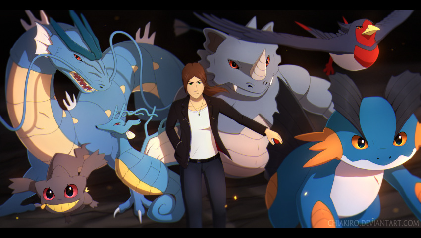 2016 beak bird_feet black_bars black_clothing blue_body blue_scales brown_hair chiakiro clothed clothing feral flying grey_body group hair hi_res holding_object holding_pok&eacute;ball horn human letterbox mammal nintendo open_mouth orange_body pok&eacute;ball pok&eacute;mon pok&eacute;mon_(species) scales sharp_teeth swampert swellow teeth video_games white_clothing yellow_beak yellow_body yellow_scales