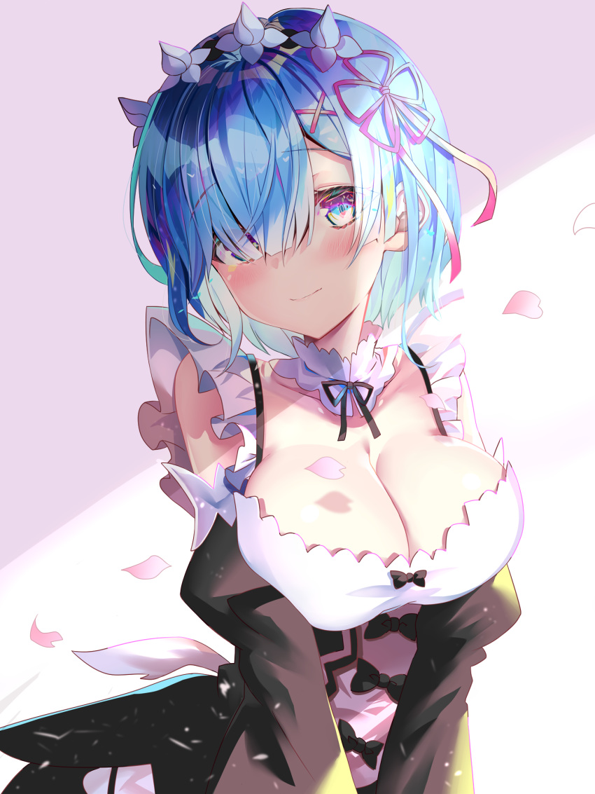 cleavage maid re_zero_kara_hajimeru_isekai_seikatsu rem_(re_zero) sho_(runatic_moon)