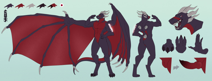 absurd_res anthro dragon draken draken_sjacharytiss genitals hi_res male model_sheet nude racoonpie sjacharytiss solo wildstar wings world_of_edar