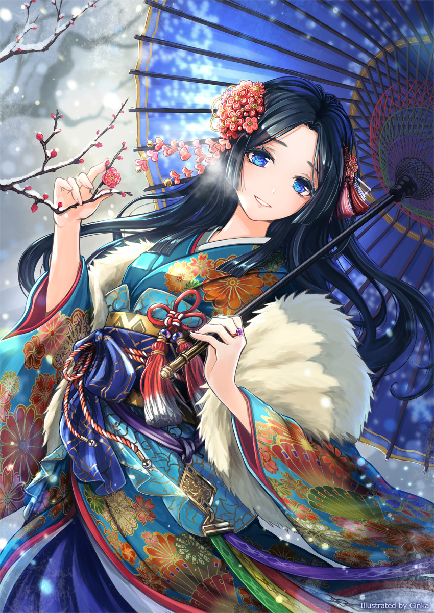 ginka_(pixiv1171736) kimono sengoku_fubu tagme umbrella
