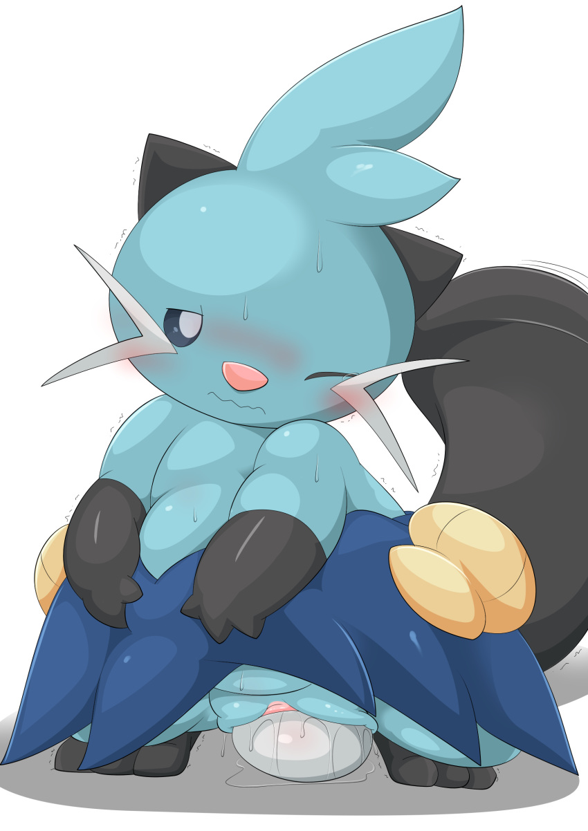 absurd_res anthro blush dewott egg female genitals hi_res nintendo nude oviposition pok&eacute;mon pok&eacute;mon_(species) pussy solo type video_games