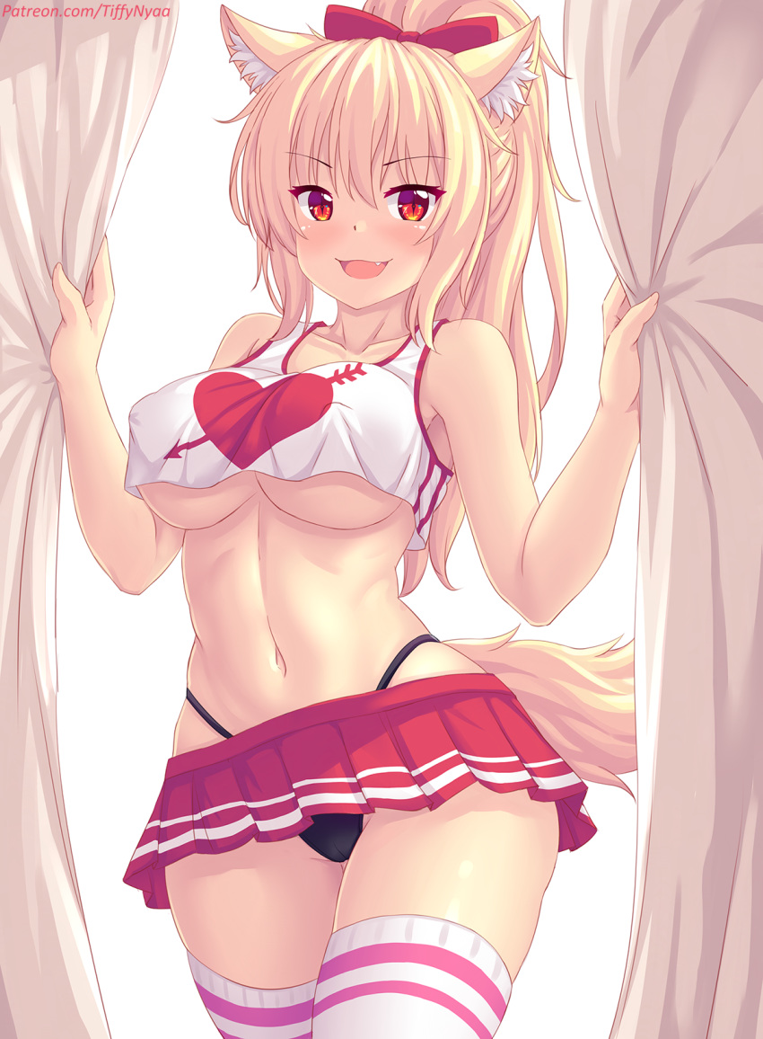 animal_ears fast-runner-2024 tail thighhighs thong tiffy underboob
