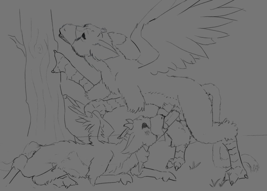 avian duo feathers female feral fur gryphon hi_res male male/female mythological_avian mythology oral owashi sex the_last_guardian thelastguardian trico trico_(character) video_games wings