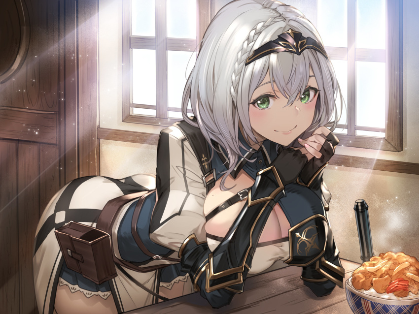 armor breast_hold cleavage hololive kakage shirogane_noel