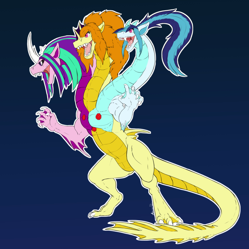 1:1 adagio_dazzle_(eg) alternate_species aria_blaze_(eg) equestria_girls female hi_res hydra multi_head my_little_pony sonata_dusk_(eg) undeadkitty13