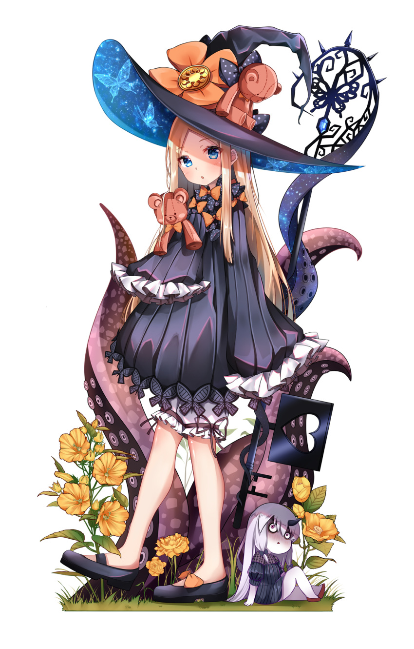 abigail_williams_(fate/grand_order) bloomers chibi dress fate/grand_order horns lavinia_whateley_(fate/grand_order) lokyin_house skirt_lift tentacles witch