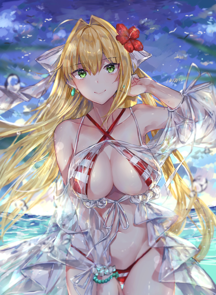 bikini fate/grand_order saber_extra see_through swimsuits