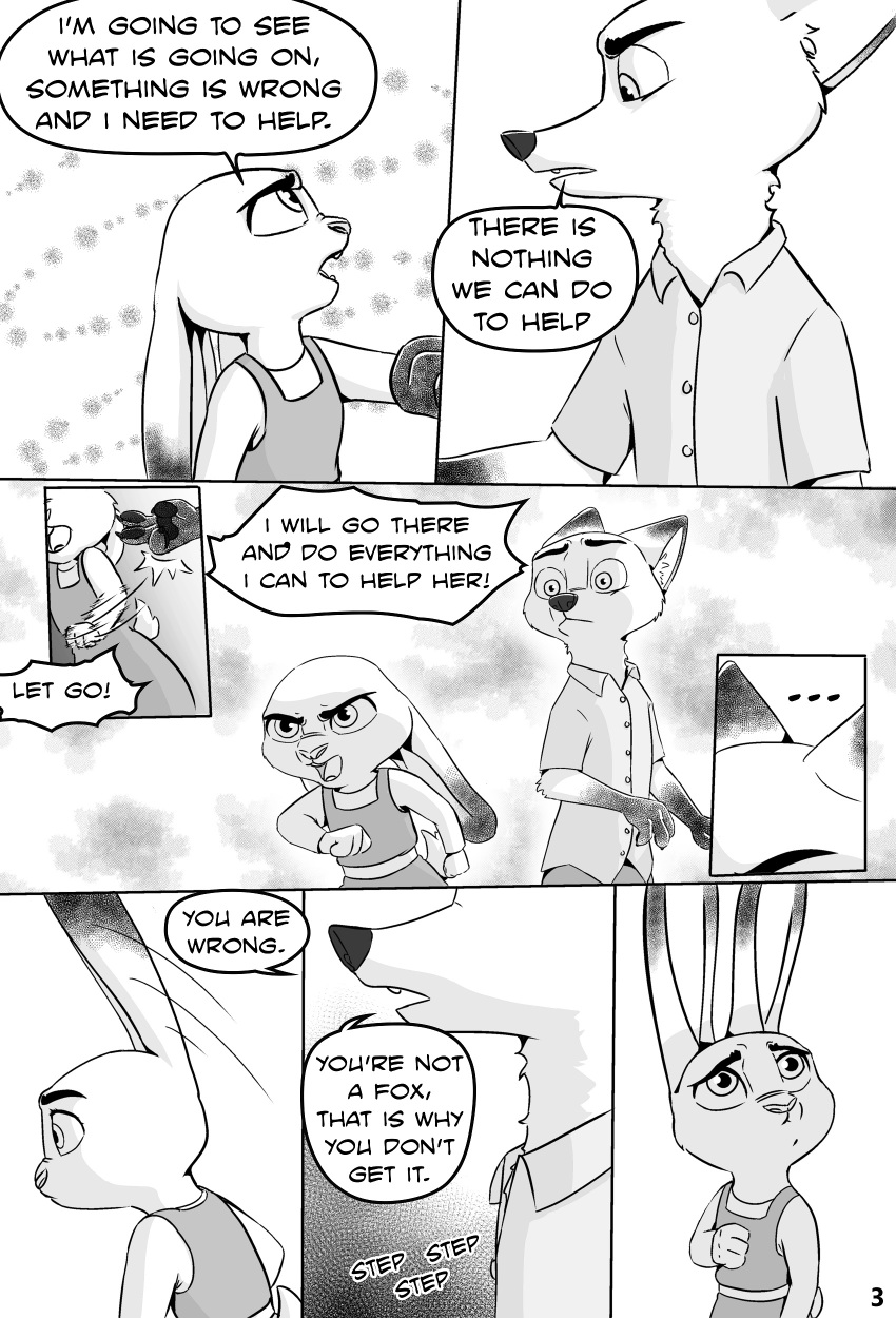 2020 absurd_res anthro canid canine clothed clothing comic dialogue disney duo english_text female fox fur greyscale hi_res judy_hopps lagomorph leporid male male/female mammal manga monochrome nick_wilde rabbit simple_background text the_gory_saint zootopia