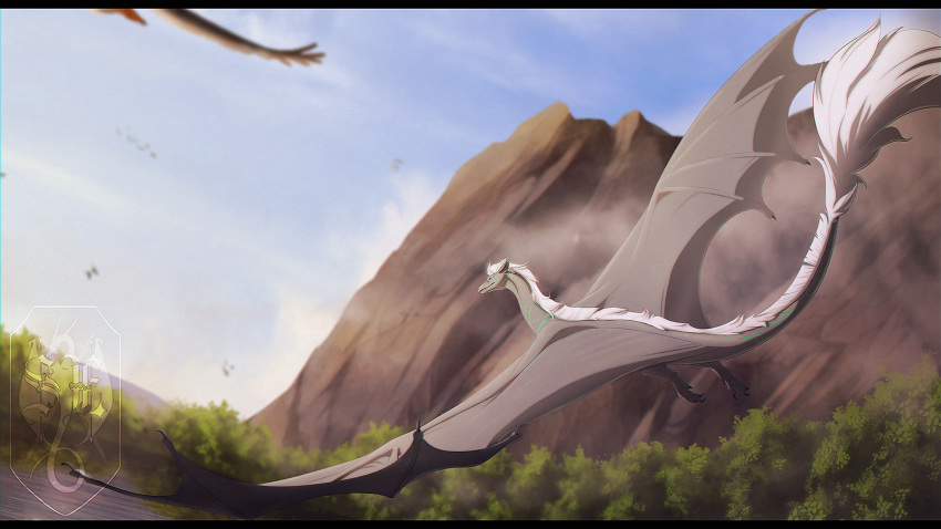 16:9 2020 ambiguous_gender detailed_background digital_media_(artwork) dragon feral hair hi_res night outside sinistereternity solo white_hair widescreen wyvern