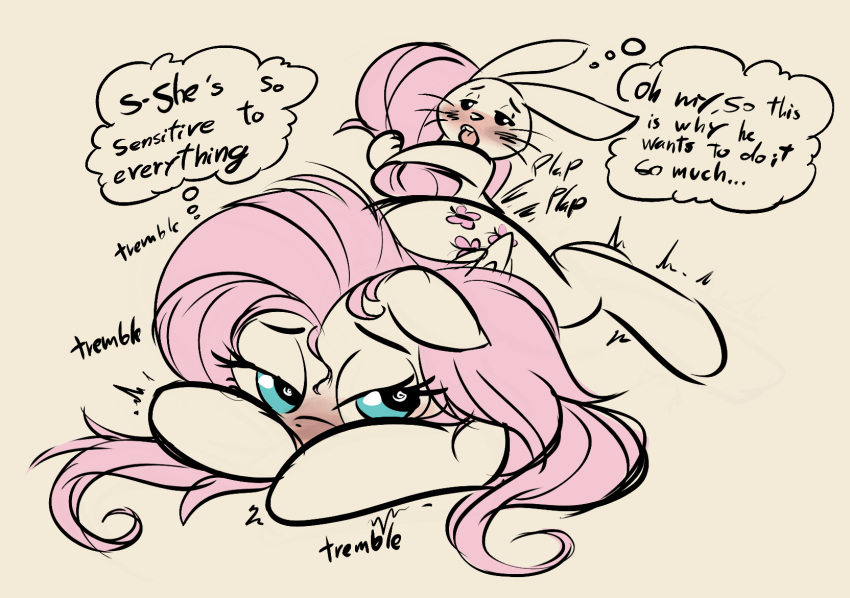 ambiguous_penetration angel_(mlp) blush body_swap colored dialogue duo duo_focus english_text equid equine female female_penetrated feral feral_on_feral feral_penetrated feral_penetrating feral_penetrating_feral fluttershy_(mlp) friendship_is_magic from_behind_position group hair hi_res horse interspecies lagomorph larger_female leporid looking_back male male/female male_penetrating male_penetrating_female mammal mind_swap my_little_pony onomatopoeia pegasus penetration pink_hair pony quadruped rabbit sex shaking simple_background size_difference smaller_male soulcentinel sound_effects tail_grab text thought_bubble trembling violetechoes wings