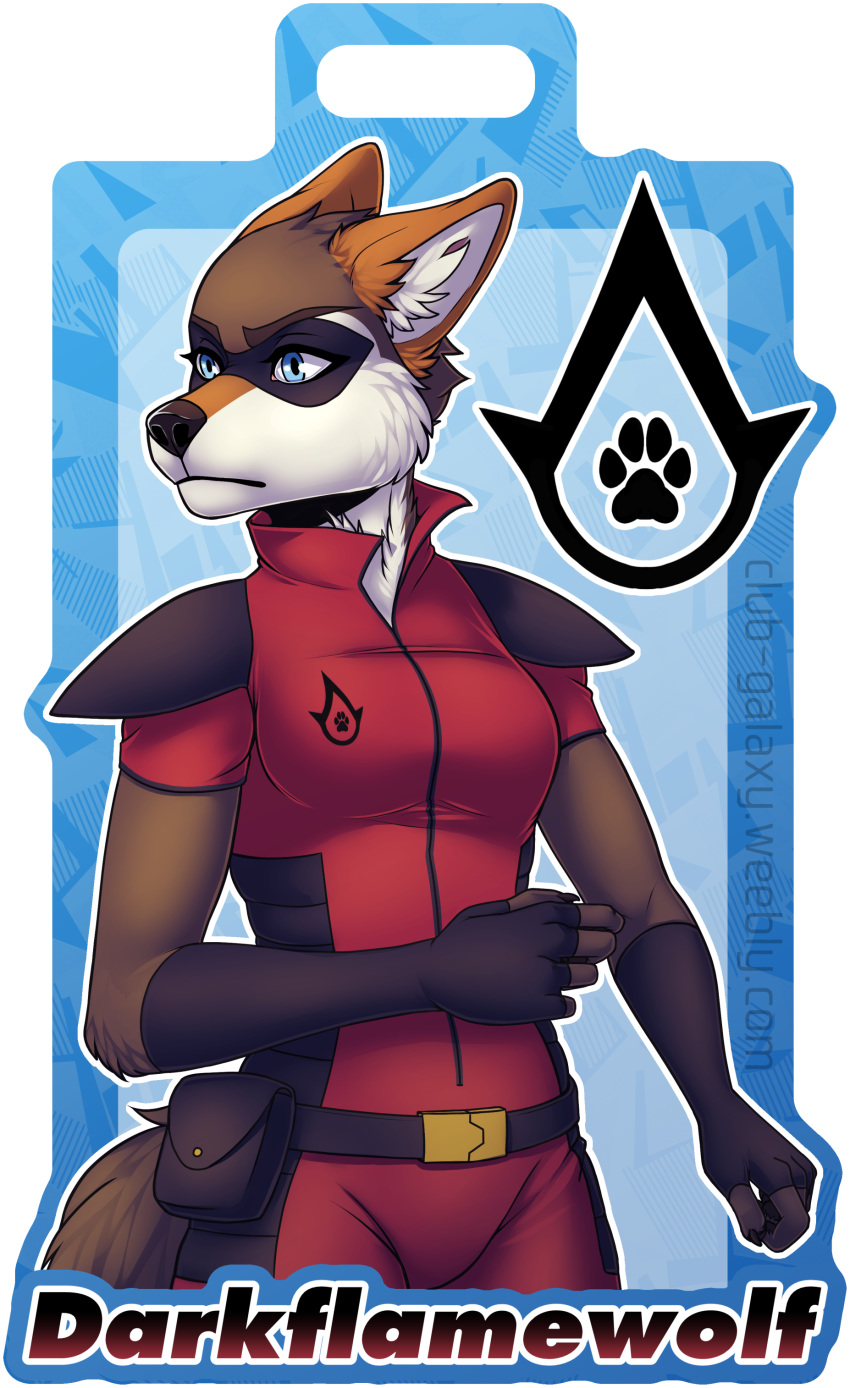absurd_res anthro assassin's_creed badge belt belt_buckle canid canine canis clothing con_badge darkflamewolf fan_character female hi_res mammal masahikoko mask murana_wolford_(darkflame-wolf) pouch_(anatomy) pouch_purse solo suit suit_symbol symbol ubisoft video_games vigilante wolf