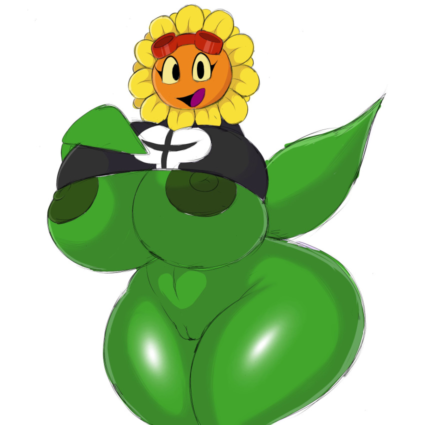 1:1 anthro big_breasts breasts electronic_arts elemental_creature female flora_fauna hand_on_breast hi_res itisjoidok looking_at_viewer plant plants_vs._zombies plants_vs._zombies_heroes popcap_games solar_flare_(pvz) solo tagme thick_thighs video_games wide_hips