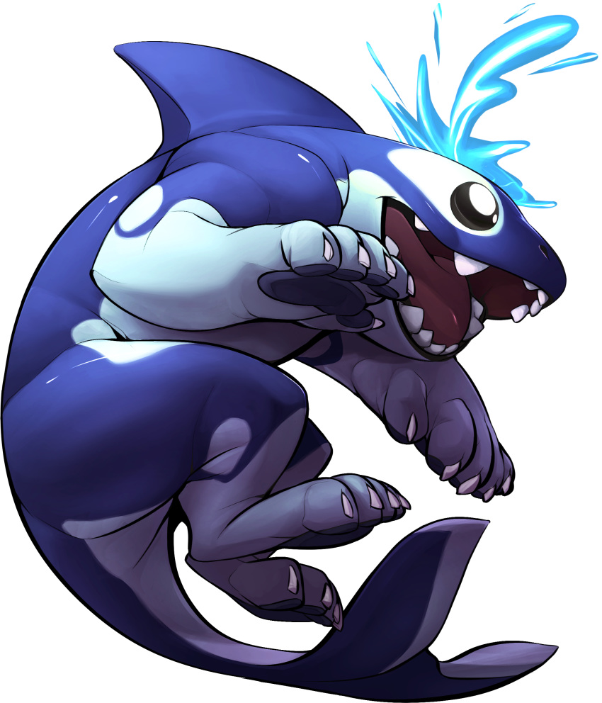absurd_res action_pose alpha_channel blue_body blue_skin cetacean delphinoid elranno felid feral hi_res hybrid male mammal marine oceanic_dolphin official_art open_mouth orca orcane pantherine paws pose rivals_of_aether simple_background smile solo toothed_whale transparent_background video_games water