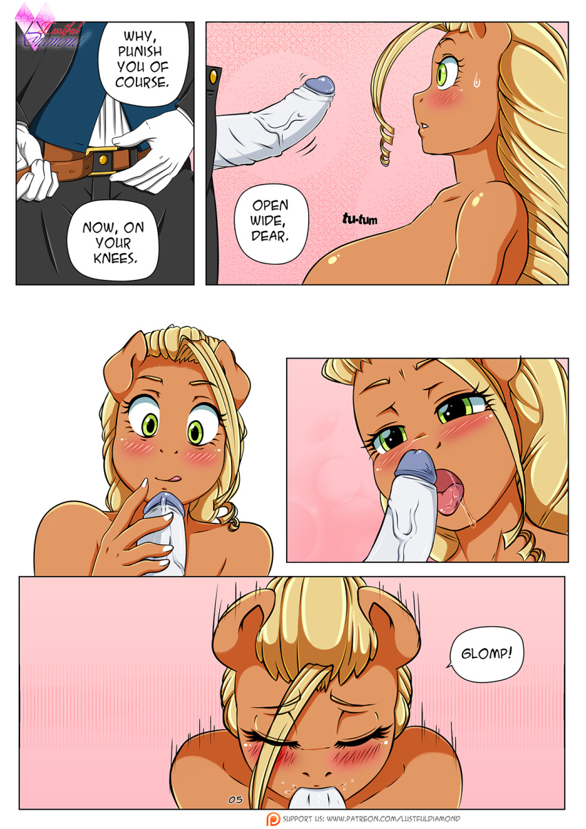 00284_(character) 2020 anthro anthrofied blush breasts cabrony comic duo english_text equid equine fancypants_(mlp) fellatio female friendship_is_magic genitals hi_res horse humanoid_genitalia humanoid_penis male male/female mammal my_little_pony oral oral_penetration penetration penile penis pia-sama pony sex solo_focus submissive submissive_female tattoo text url