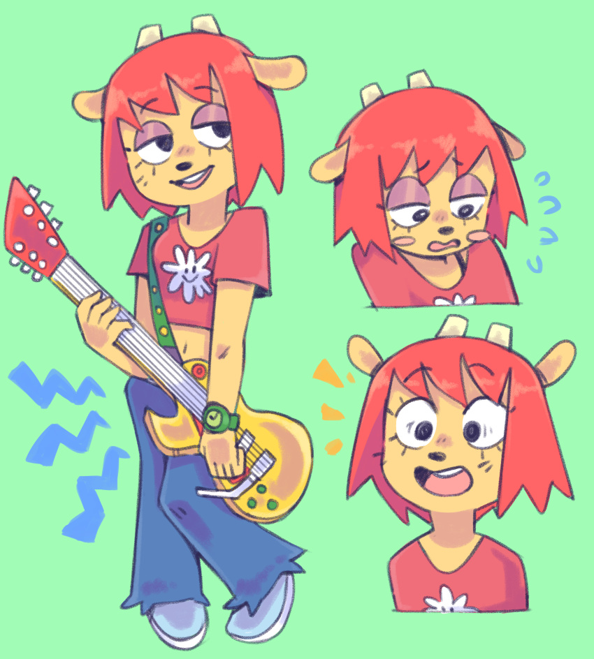 absurd_res bovid caprine clothed clothing female fur graskip guitar hair hi_res humanoid lammy_lamb mammal musical_instrument orange_body orange_fur parappa_the_rapper plucked_string_instrument red_hair sheep solo sony_corporation sony_interactive_entertainment string_instrument um_jammer_lammy video_games