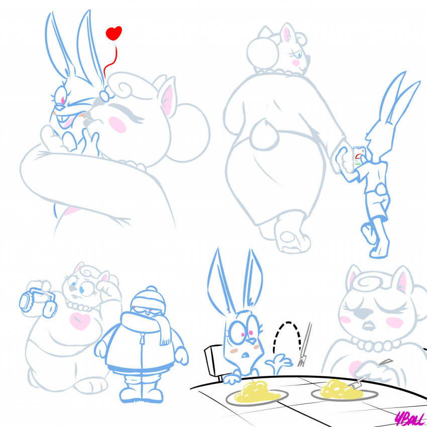 1:1 anthro bonson_(roommates) clothed clothing digital_media_(artwork) female five_nights_at_freddy's five_nights_at_freddy's_2 fourball fran_(roommates) hi_res lagomorph leporid mammal mother mother_and_child mother_and_son parent parent_and_child rabbit roommates roommates:motha simple_background smile son ursid video_games