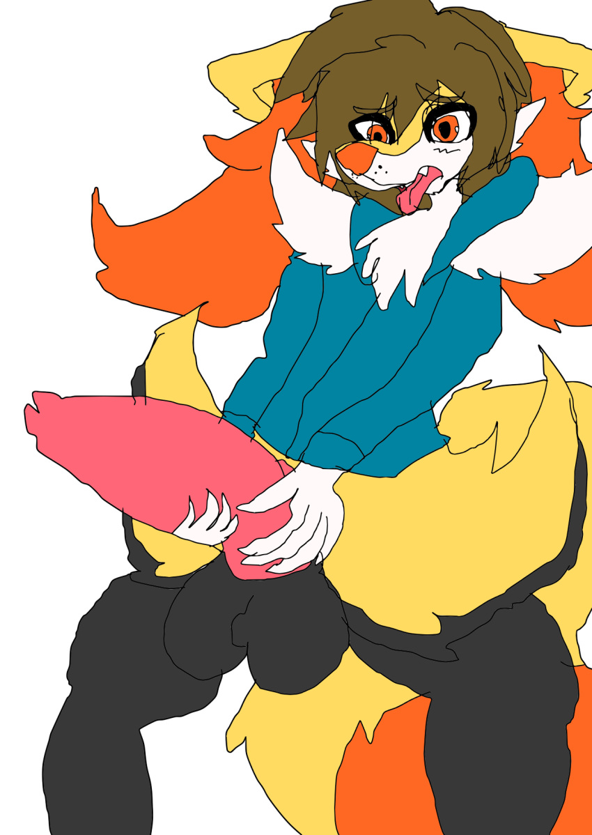 alpha_channel animal_genitalia animal_penis anime anthro axelo_the_braixen axelocraft1500_(artist) balls black_body black_fur blue_clothing braixen brown_hair canid canine canine_penis clothing digital_drawing_(artwork) digital_media_(artwork) digital_painting_(artwork) fan_character fox fur genitals hair hi_res male mammal masturbation nintendo open_mouth orgasm orgasm_face penis pok&eacute;mon pok&eacute;mon_(species) pok&eacute;morph red_body red_eyes red_fur solo video_games white_body white_fur yellow_body yellow_fur