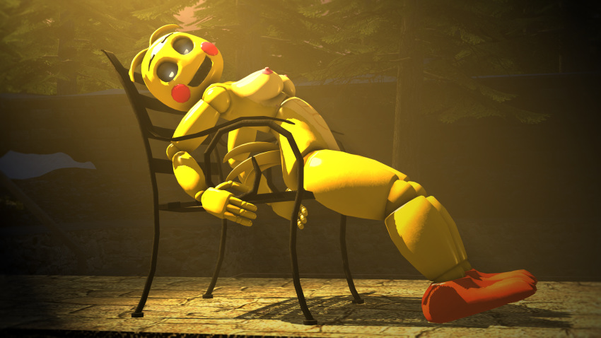 16:9 3d_(artwork) 4k absurd_res animatronic avian bird black_eyes breasts chair chicken digital_media_(artwork) female five_nights_at_freddy's five_nights_at_freddy's_2 furniture galliform gallus_(genus) hi_res huge_filesize leather light machine nipples non-mammal_breasts non-mammal_nipples phasianid pink_nipples pinup pose robot solo source_filmmaker thedude12305 toy_chica_(fnaf) video_games widescreen yellow_body