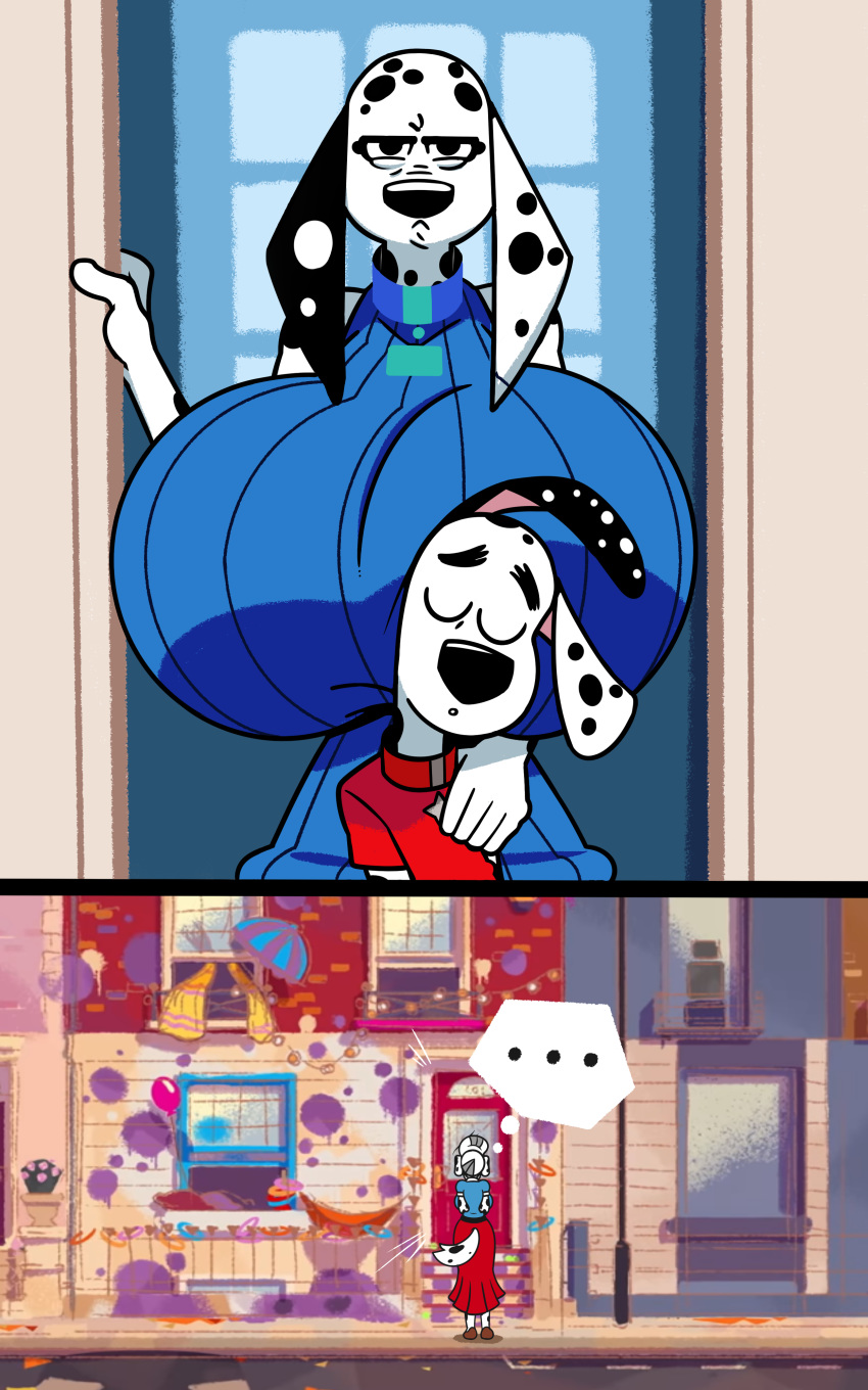 101_dalmatian_street 101_dalmatians 10:16 absurd_res anthro big_breasts breasts canid canine canis dalmatian delilah_(101_dalmatians) disney domestic_dog dylan_(101_dalmatians) female gretchen_hazard hi_res hypergal male male/female mammal