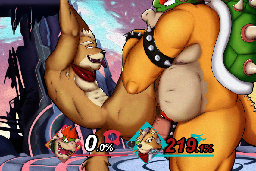 anal anal_penetration animal_humanoid bowser camsan_r_s canid canid_humanoid canine canine_humanoid comparing duo fox fox_humanoid fox_mccloud hi_res humanoid koopa koppa male male/male mammal mammal_humanoid mario_bros nintendo penetration scalie sex size_difference size_play slightly_chubby spikes star_fox super_smash_bros. super_smash_bros._ultimate tongue tongue_out video_games