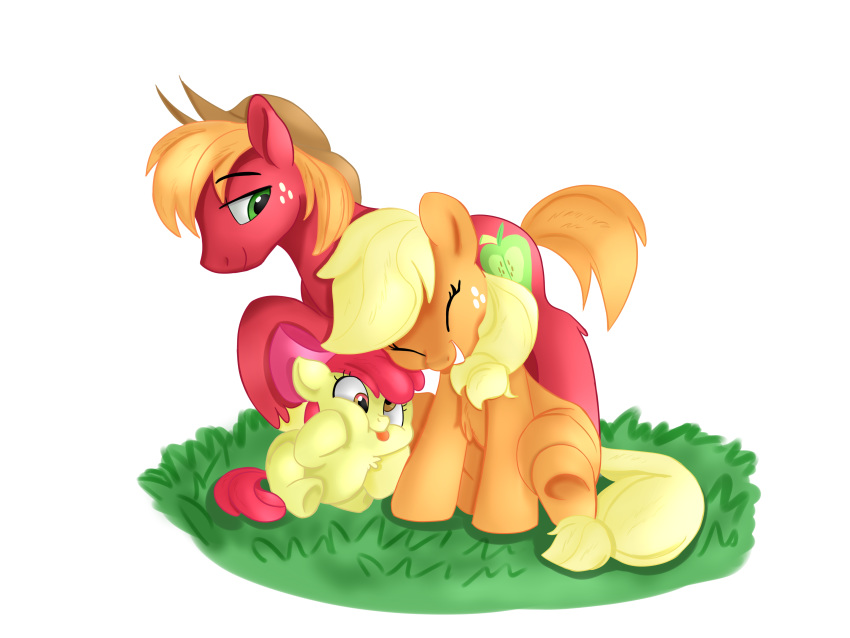 absurd_res apple_bloom_(mlp) applejack_(mlp) big_macintosh_(mlp) brother brother_and_sister colored cute_face drtuo earth_pony edit equid equine family female friendship_is_magic group hi_res horse jbond laugh male mammal my_little_pony painting painting_(artwork) pony sibling silly silly_face simple_background sister sisters smile squish tongue tongue_out traditional_media_(artwork) white_background